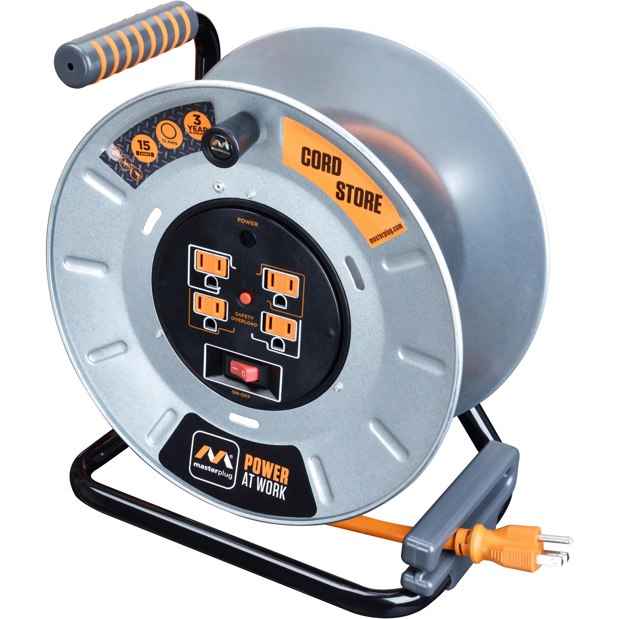 Masterplug Extension Cord Storage Reel — 1ft., Model OTLP011512G4SLUS